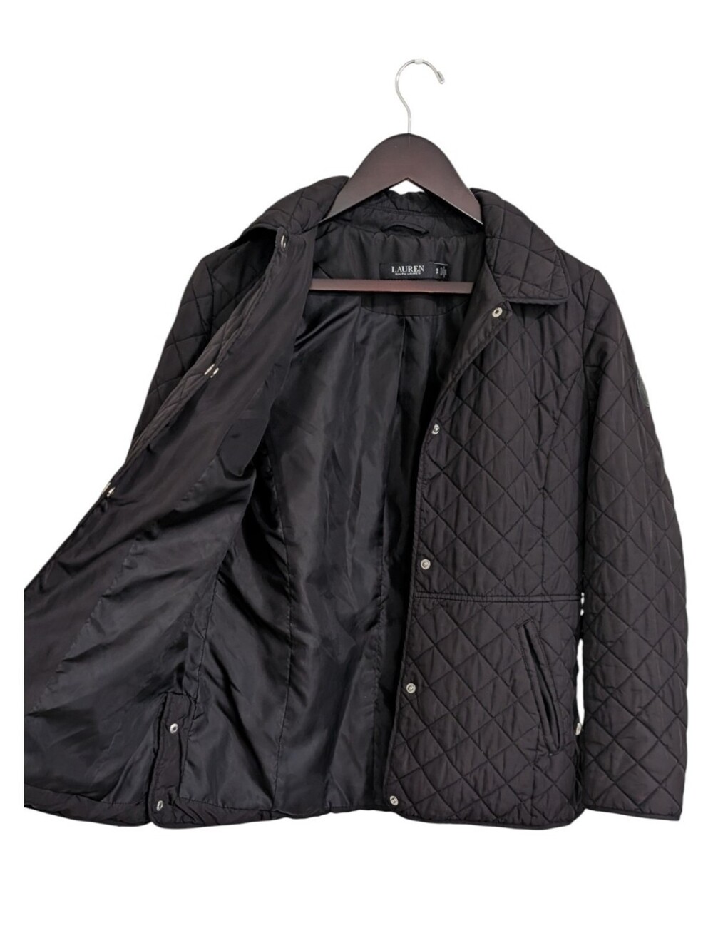 Lauren Ralph Lauren Black Diamond Quilted Snap Jacket Size S Petite - Picture 6 of 11